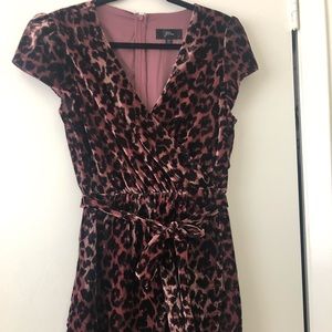 NWT Petite J. Crew Velvet Mini Dress Rose Leopard